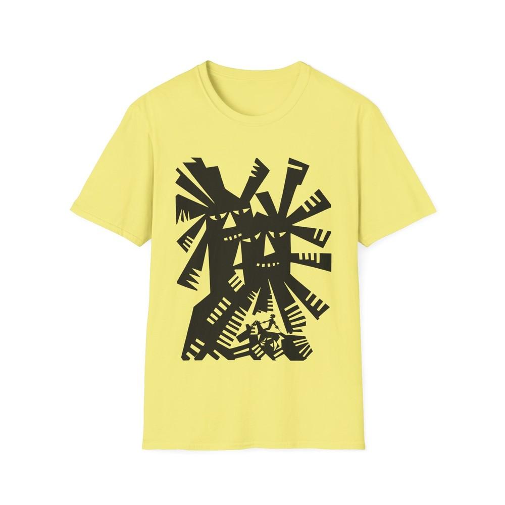 

1966 don quixote windmill illustration by tadeusz michaluk tshirt 4XL
