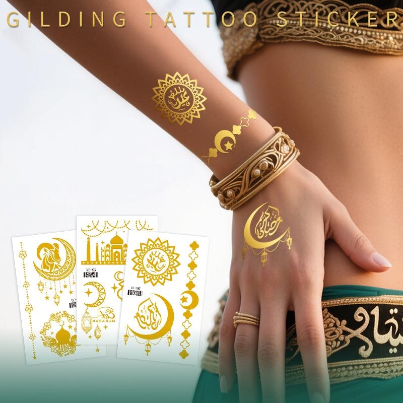 Ramadan Temporary Tattoo Moon and Star Decorative Stickers Eid Mubarak Party Gifts Eid Al Fitr Dress Up Accessories