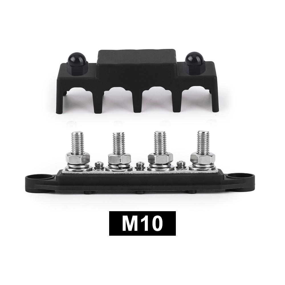Marine Bus Bar 12V 250A Power Distribution Block 4 Posts Junction Block, M8 M10 Automotive Copper Battery Busbar Terminal Block