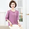2026 Spring Retro Elegant Mid-Sleeve Loose Top for Middle-Aged Women