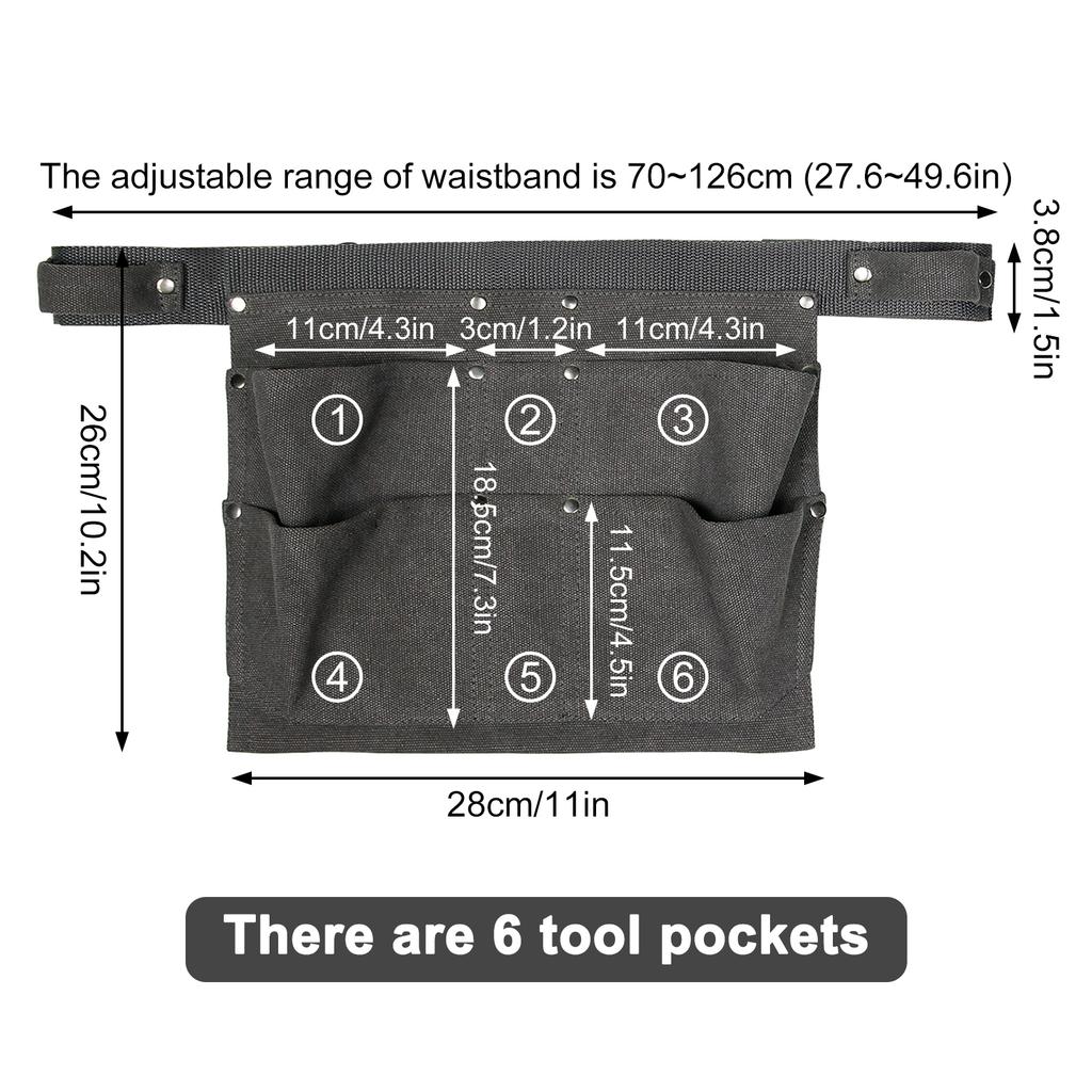 Portable Tool Storage Bag Multi Pocket Durable Canvas Waist Bag For Electricians Carpenters Gardeners Hardware Organizer Bag