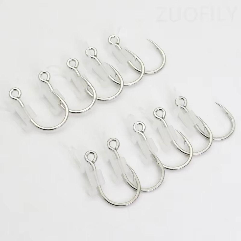 10Pcs High Strength Barbed Fishing Hook Heavy Duty Sea Bass Carbon Steel Hook  Live Bait
