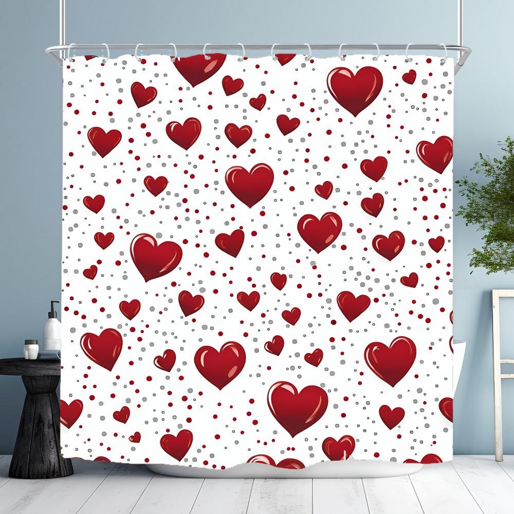 

Heart-Shaped Pattern For Valentine S Day Washable Dirt-Resistant Shower Curtain Shower Head Waterproof Polyester Bath Curtain W60H190(CM)-1 Pcs