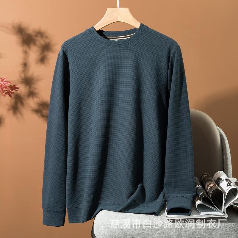 Long-sleeved sweatshirt popular solid color round neck T-shirt autumn and winter bottoming shirt men's tops