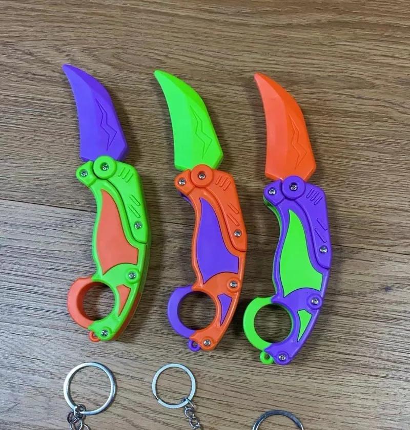 Carrot Claw Knife Foldable Straight Jumping Claw Knife Butterfly Claw Blade Decompression Tool Claw Knife Toy