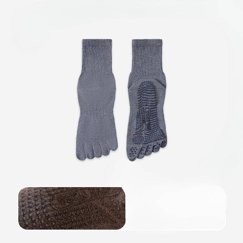 

Мужские осенние хлопковые влагоотводящие силиконовые нескользящие спортивные фитнес носки-трубки с пятью пальцами для пилатеса и йоги 1 pair синий