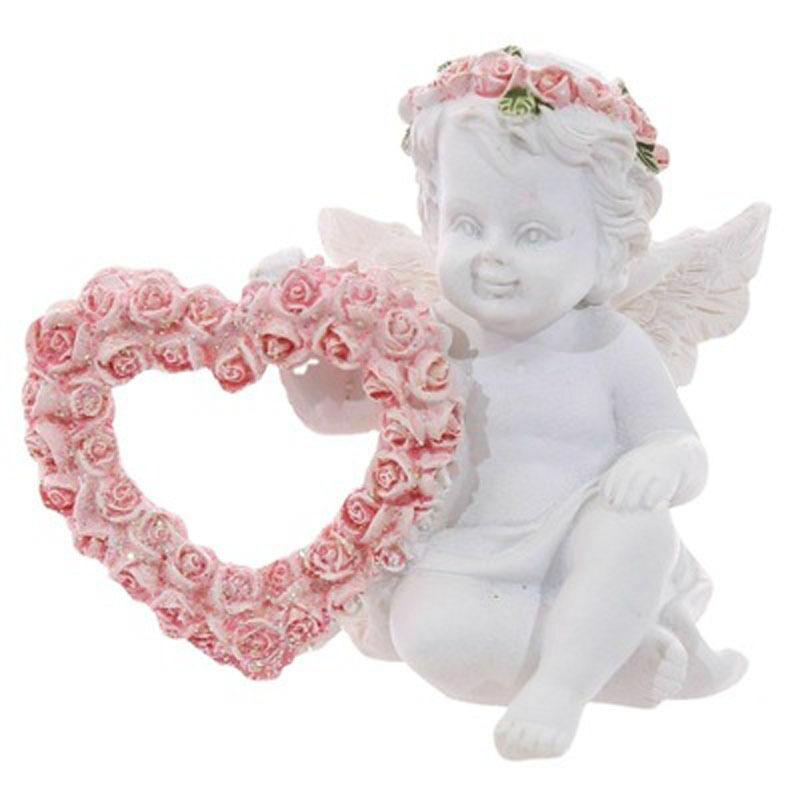 Valentine's Day Angel Love Rose Ornament Statue Resin Crafts Desktop Holiday Ornaments Decoration