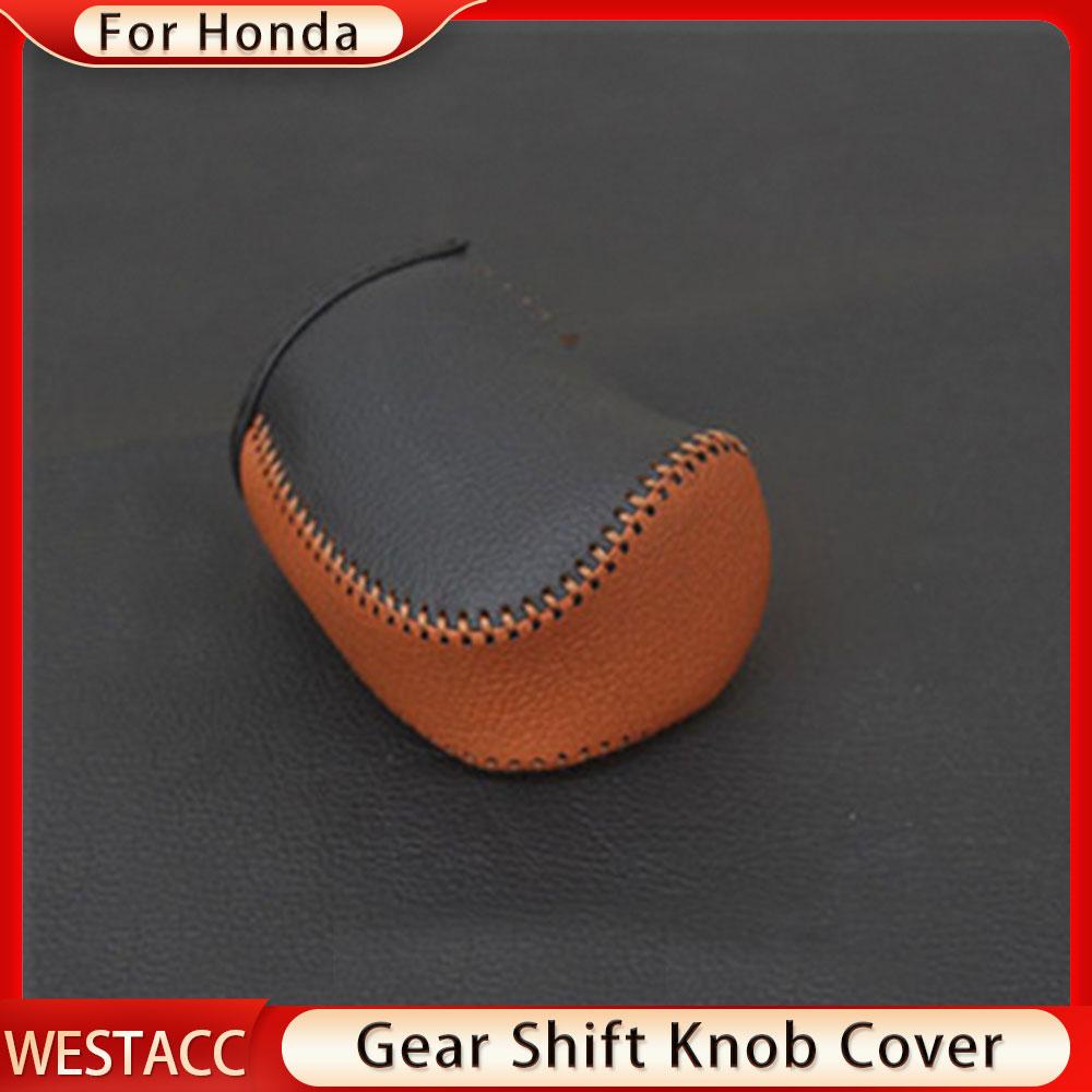 Genuine Leather Car Gear Shift Collars Case Gear Head Shift Knob Cover for Honda Civic X 10th 2016 -  AT
