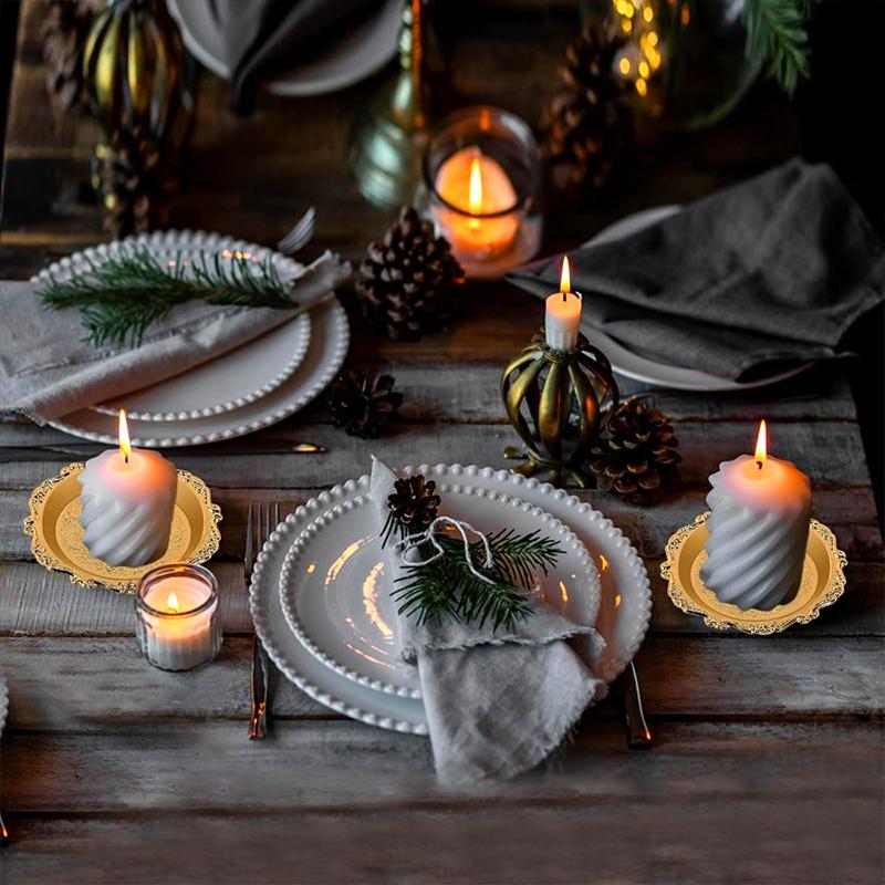 4palcové embosované květinové designové luxusní podložky pod šálky na čaj dárek žáruvzdorné podložky párty stolní nádobí sváteční dekorace zlatá/stříbrná