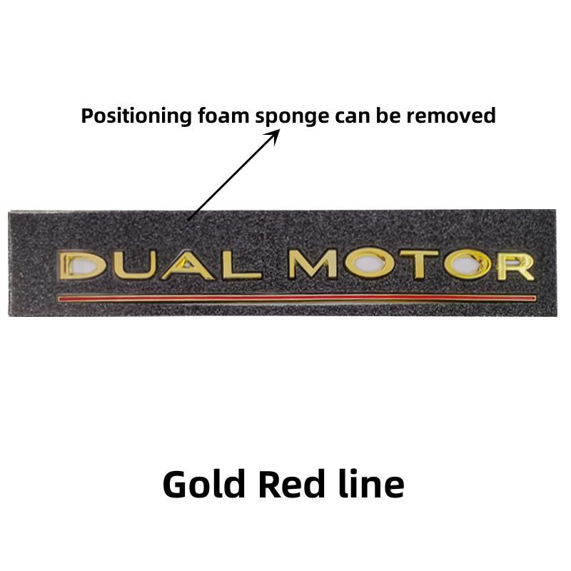 DUAL MOTOR Underlined Letters Emblem for Tesla Model Y 3 X S Car Styling High Performance Trunk Badge Sticker Chrome Black Red