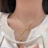 Golden CNC Double Fortune Gourd Jewelry Set: Crushed Ice Necklace, Bracelet, Double-Sided Pendant