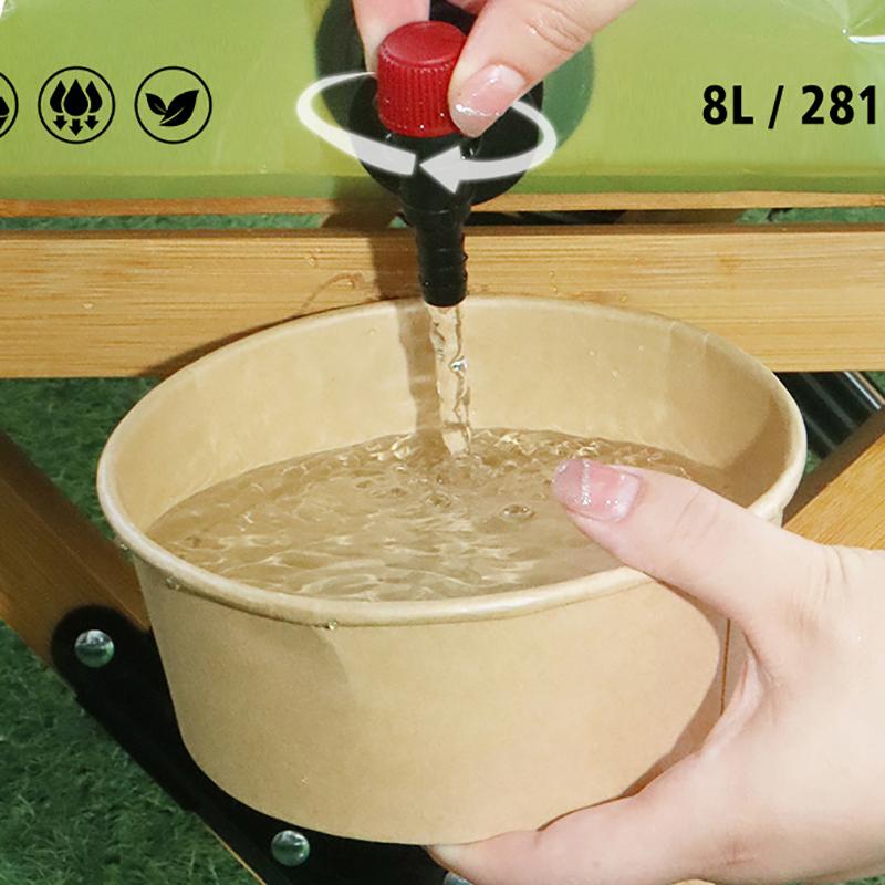 Sac de apă portabil cu robinet pentru camping pliabil, recipient de apă, sac 8L, pliabil, pungă de apă cu mâner, consumabile de camping