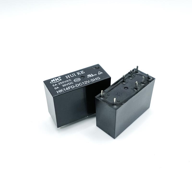 Huike Power Relay HK14FD: 12V/5V/24V, 8-pin, 5A, 2 NO/2 NC