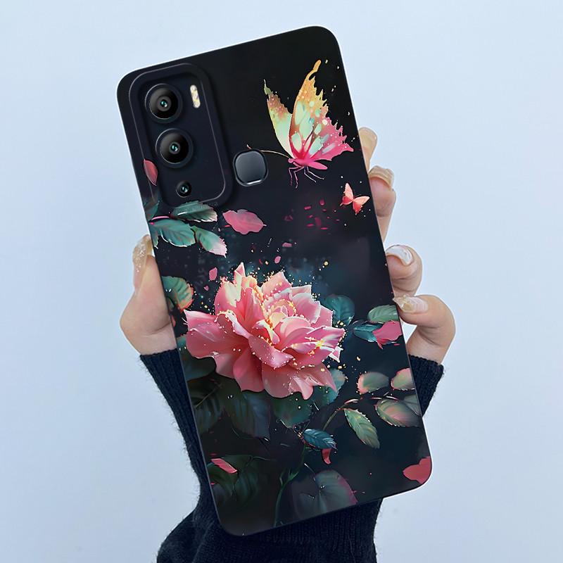 Case for Infinix Hot 12i Hot 12 Play Back Cover Butterfly Flower Soft Silicone Cases for Infinix Hot12i 12Play Hot12 Phone Funda