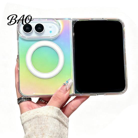 Scratch Resistant Hard Shell for iPhoneDuo Case, Magnetic Phone Transparent Gradient Acrylic Case with Alignment Charging Cover Built-in Wireless