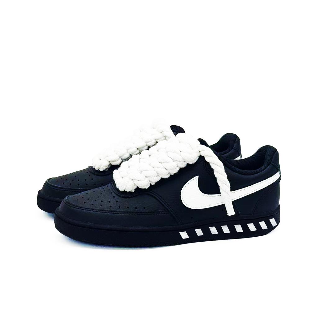 Nike Court Vision Slip Resistant, Abrasion Resistant, Lightweight Low top Skateboard Shoes Unisex Black White DH2987-002(Team672-)