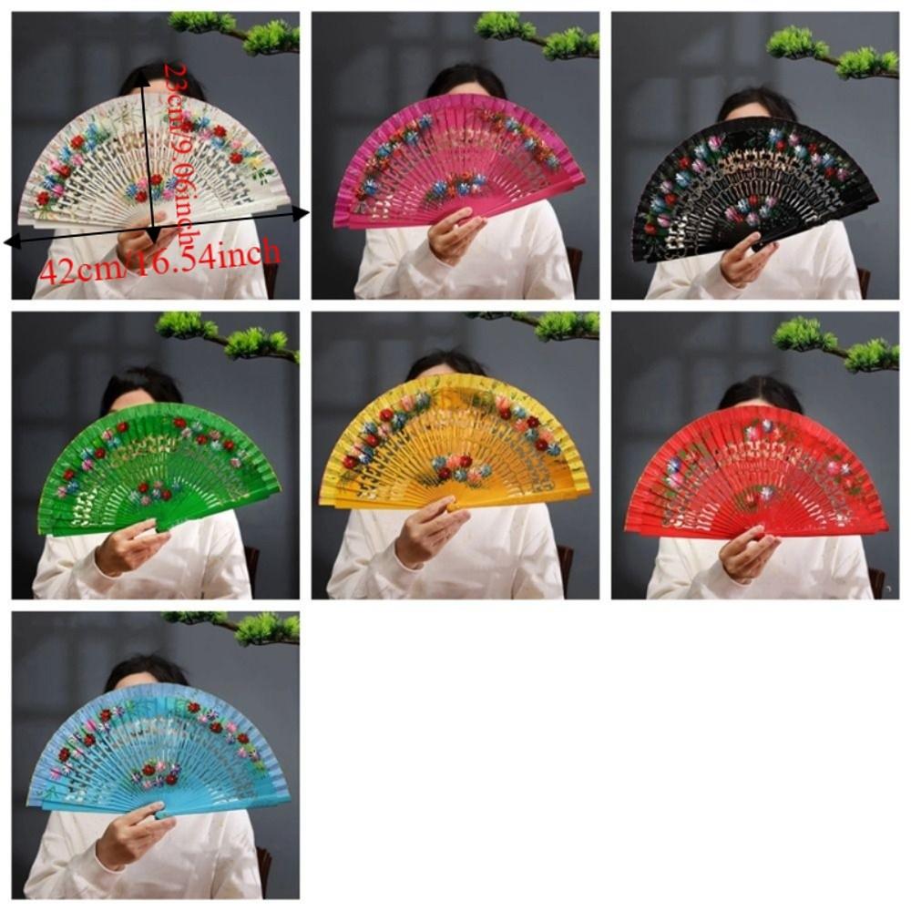 Hand Crafted Hand-painted Fan Colorful Spanish Wood Fan Traditional Handheld Fan Home Ornaments