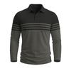 Men Striped Color Block Long Sleeve Polo Shirts Autumn Turn-Down Collar Patchwork Tops Casual Daily Golf T Shirts