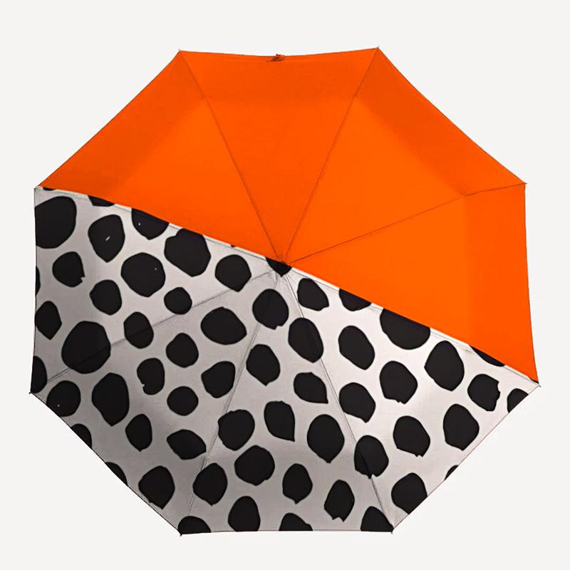 

1pc Dots Orange Automatic Open/Close Umbrella - Compact Travel Umbrella with 8-Rib Durable Frame, Lightweight & Portable Design z54
