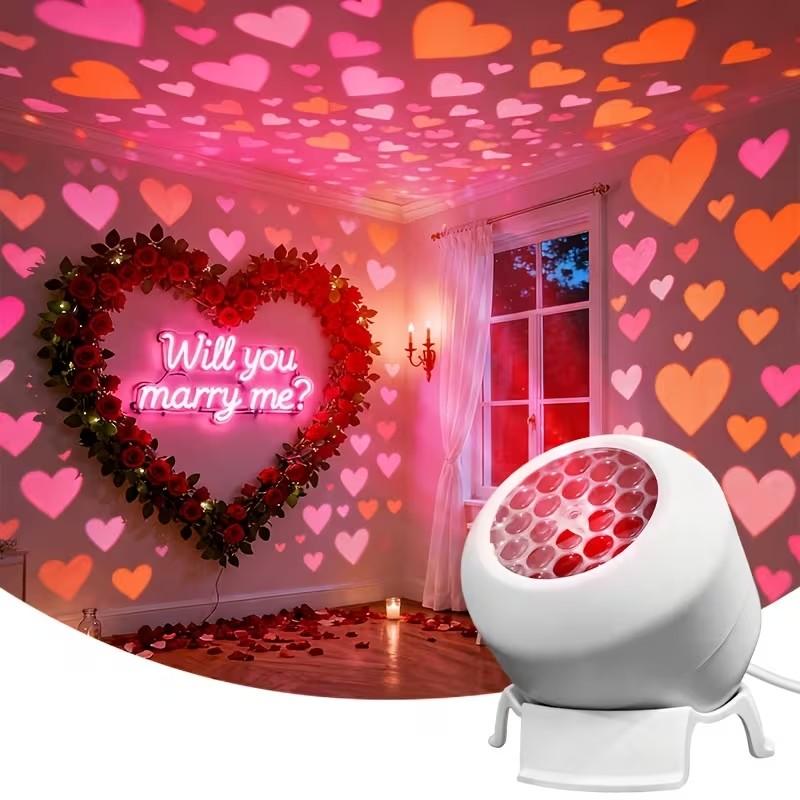 Portable Dynamic Romantic Love Heart Projection Night Light, Usb Powered For Bedroom, Party Decor