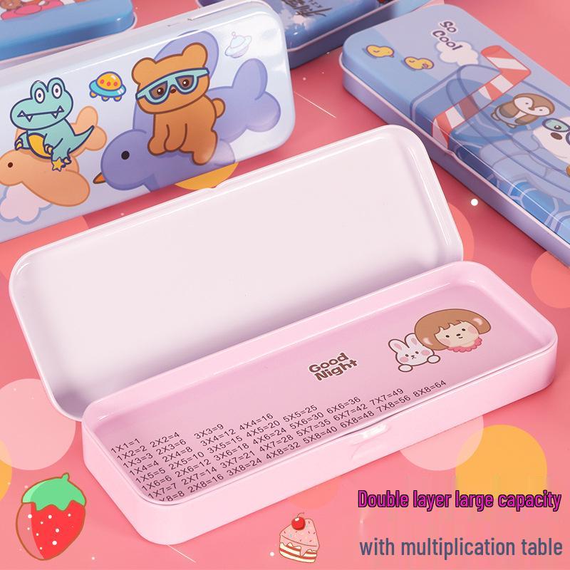Двухслойный мультяшный пенал для учеников начальной школы с таблицей умножения