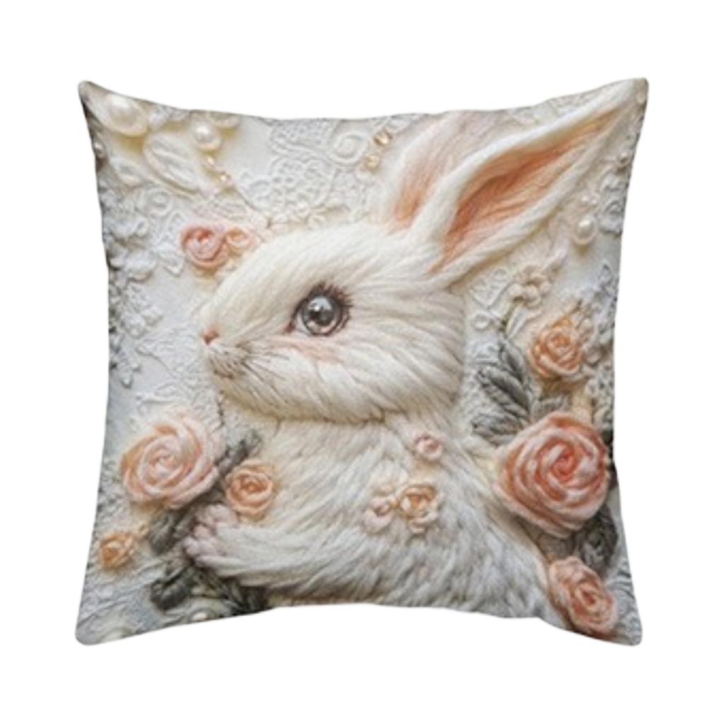 Imitation 3D Rabbits Pillow Cover For Holiday Decoration, Living Room Sofa Cushion, Pillowcase (without Core)