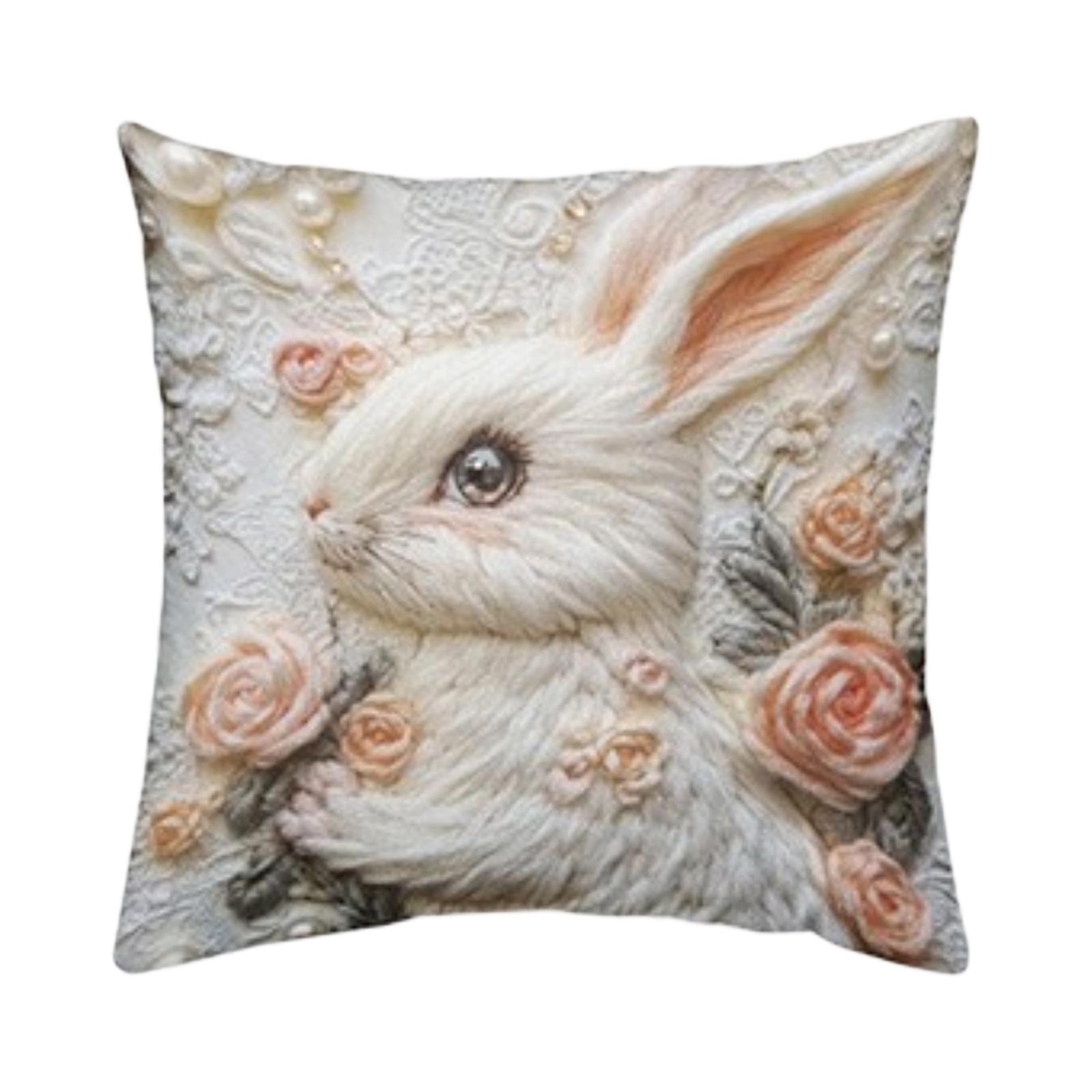 Imitation 3D Rabbits Pillow Cover For Holiday Decoration Living Room Sofa Cushion Pillowcase without Core One Size 644₽