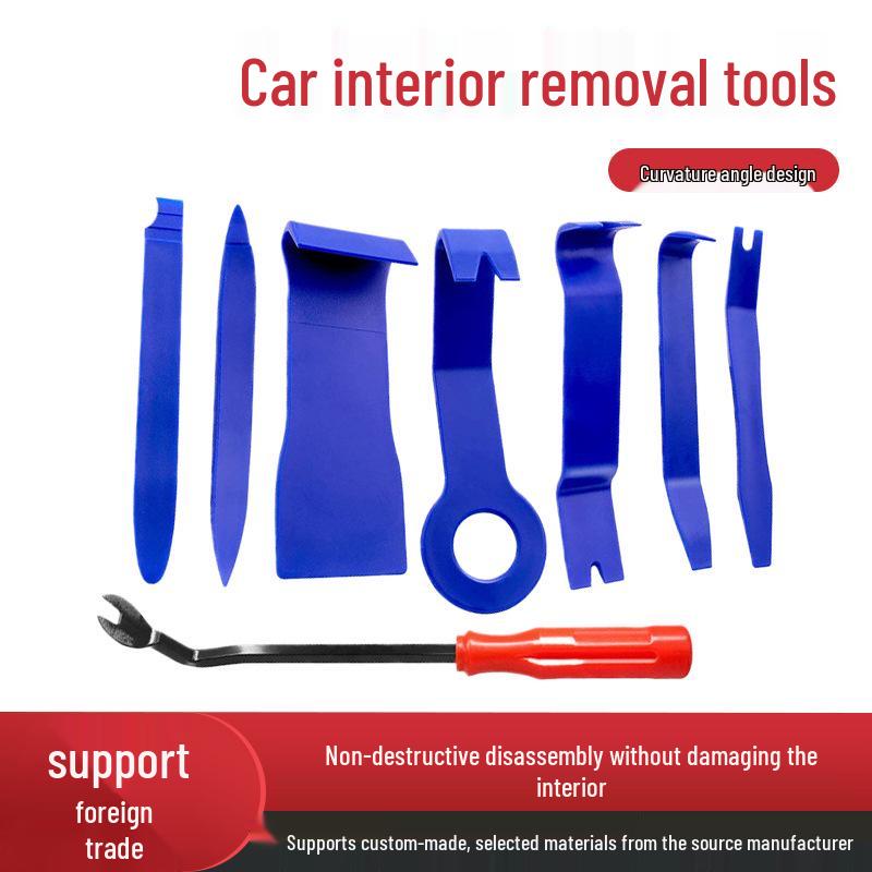 8-Piece Car Audio Modification Tool Kit with Pry Bars, Door Panel Clips, and Screwdrivers
