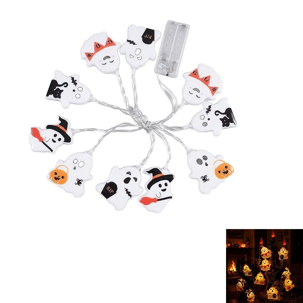 150/300 cm Ghost Decoration String Lights Battery Powered 10/20 LED Halloween String Lights Decorative Light Portable