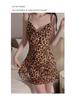 Leopard Print See-Through Nightgown: Sexy Butterfly Spaghetti Strap Loungewear Set for Women