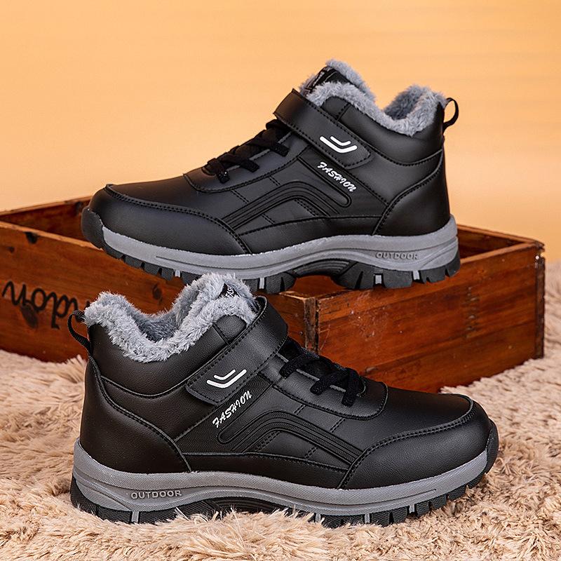 

New winter elderly shoes cotton shoes velvet thickened warm snow boots walking shoes men and women 47 чорний