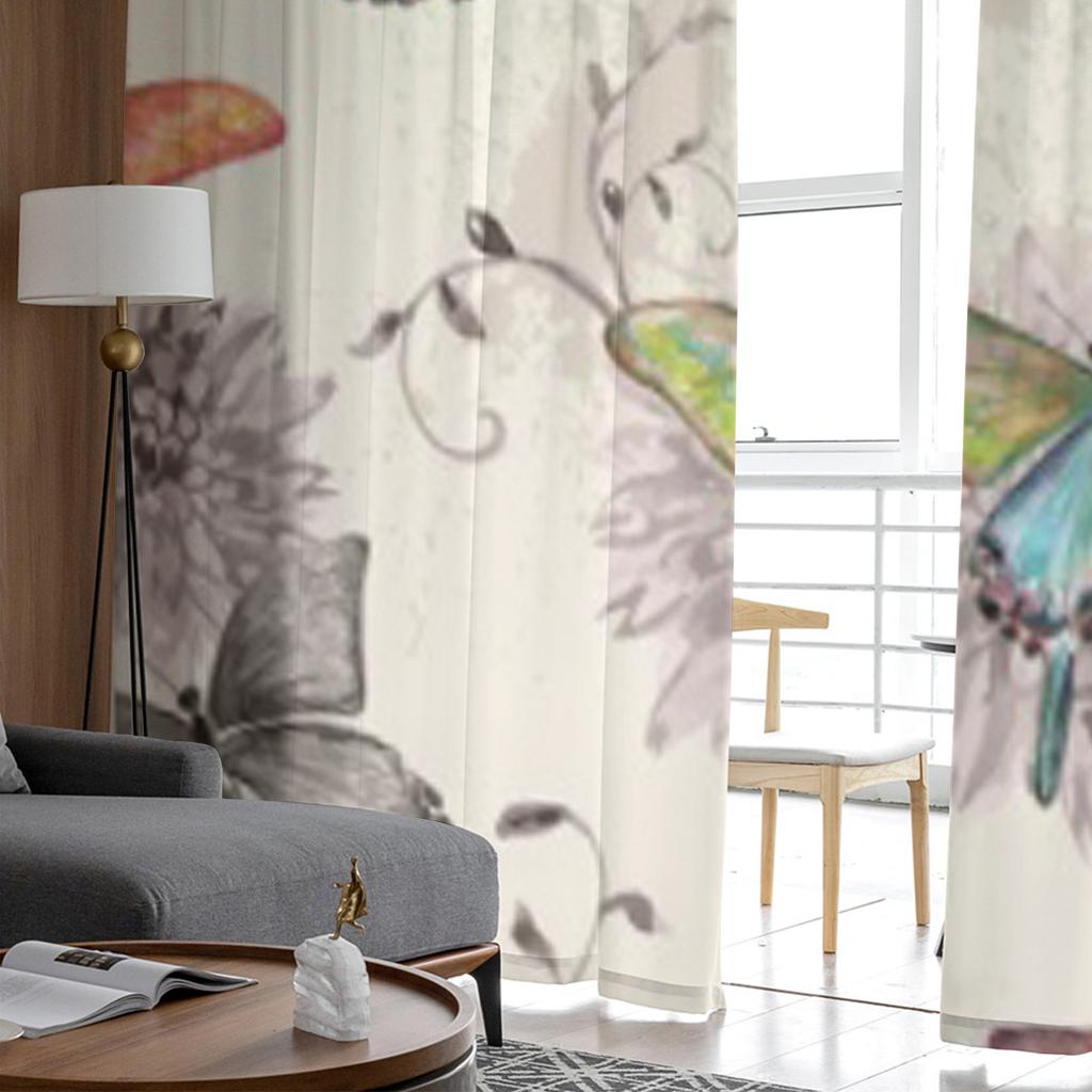 Vintage Flying Butterflies Sheer Curtains for Living Room Transparent Tulle Window Curtain Bedroom Kitchen Decor Veil Drapes