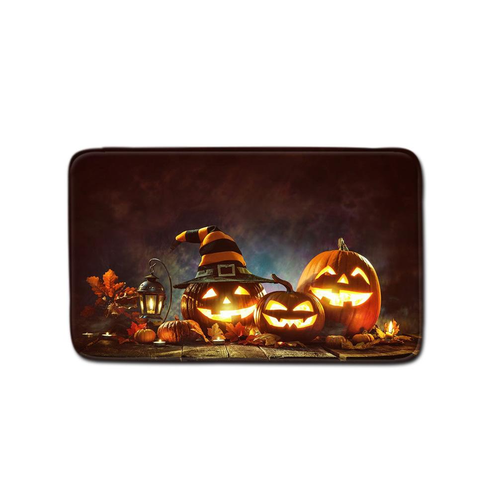 Halloween Shower Curtain Floor Mat Combination Four-Piece Household Door Mat Bedroom Non-Slip Carpet