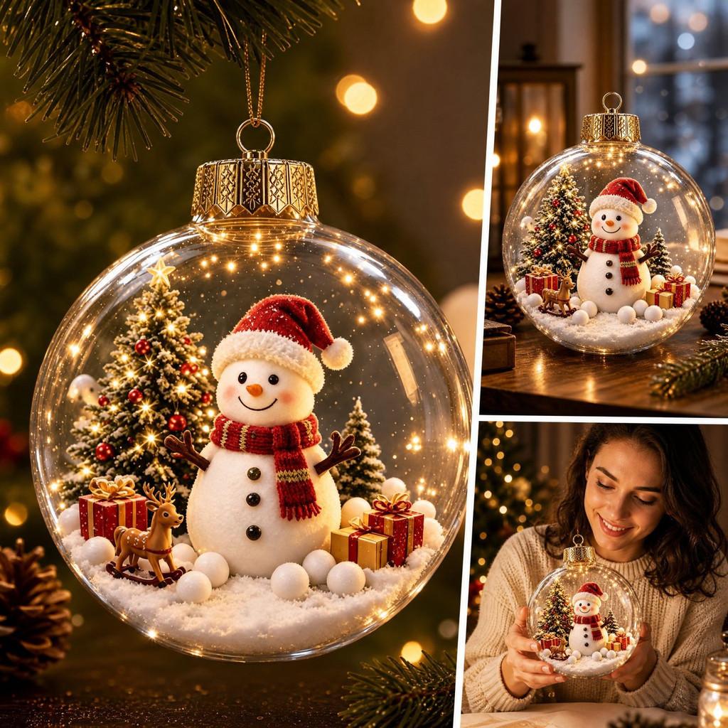 Christmas Acrylic Transparent Crystal Ball Decor With Glowing 3d Effect For Home Decorations