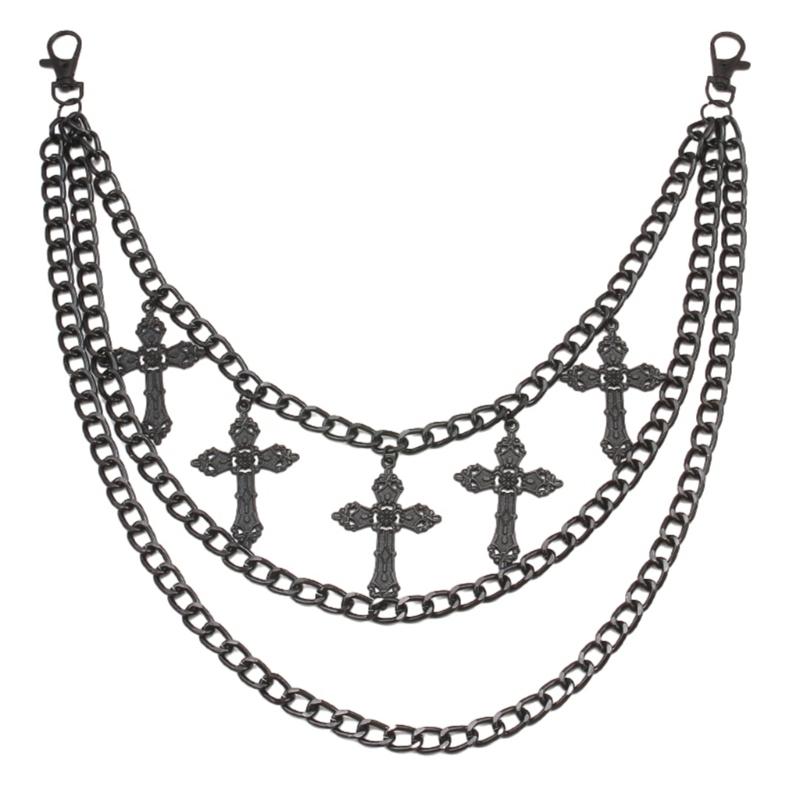 Pants Chain with Hollowed  Cross Wallet Chain Adult Jeans Pocket Chain Hiphop Rock Style Chain for Fashion Enthusiasts