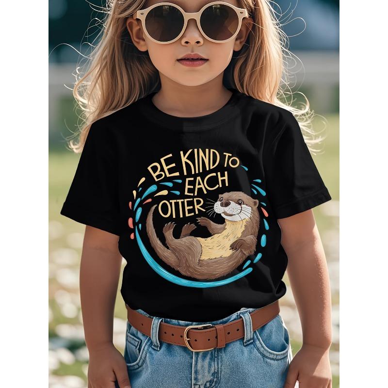 European Sizes Be Kind To Each Otter Funny Pun Graphic T-Shirt for - Cute Otter Design with Heart & Bubble Lettering