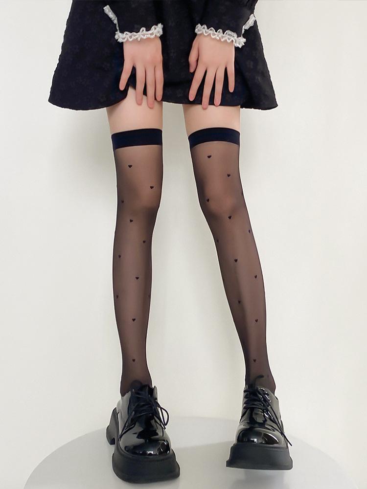 New Heart Over-The-Knee Socks For Women, Summer Thin Polka Dot Pure Desire Thigh High Stockings, Heart Dot Long Tube Stockings,