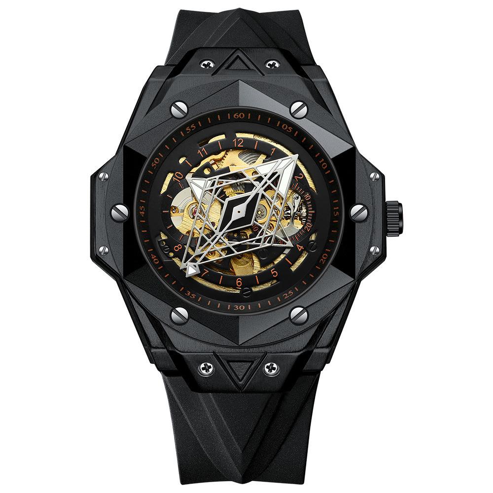 

Модные Мужские Двусторонние Скелетные Механические Часы с Татуировкой и Большим Циферблатом