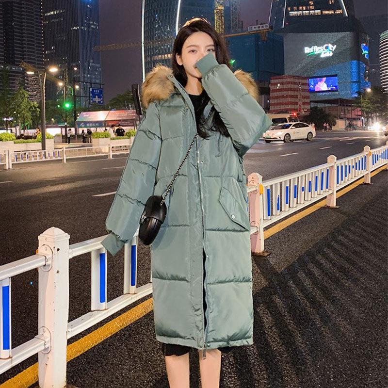 New Down Cotton-padded Jacket Women's Winter Long Korean Cotton-padded Jacket Thickened Loose Cotton-padded Coat Plus Size Slim Coat.