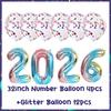 32inch 2026 Foil Balloons Color New Year Party Decorations Anniversary Supplies 12 Inch Glitter Latex Balloons Photo Booth Props
