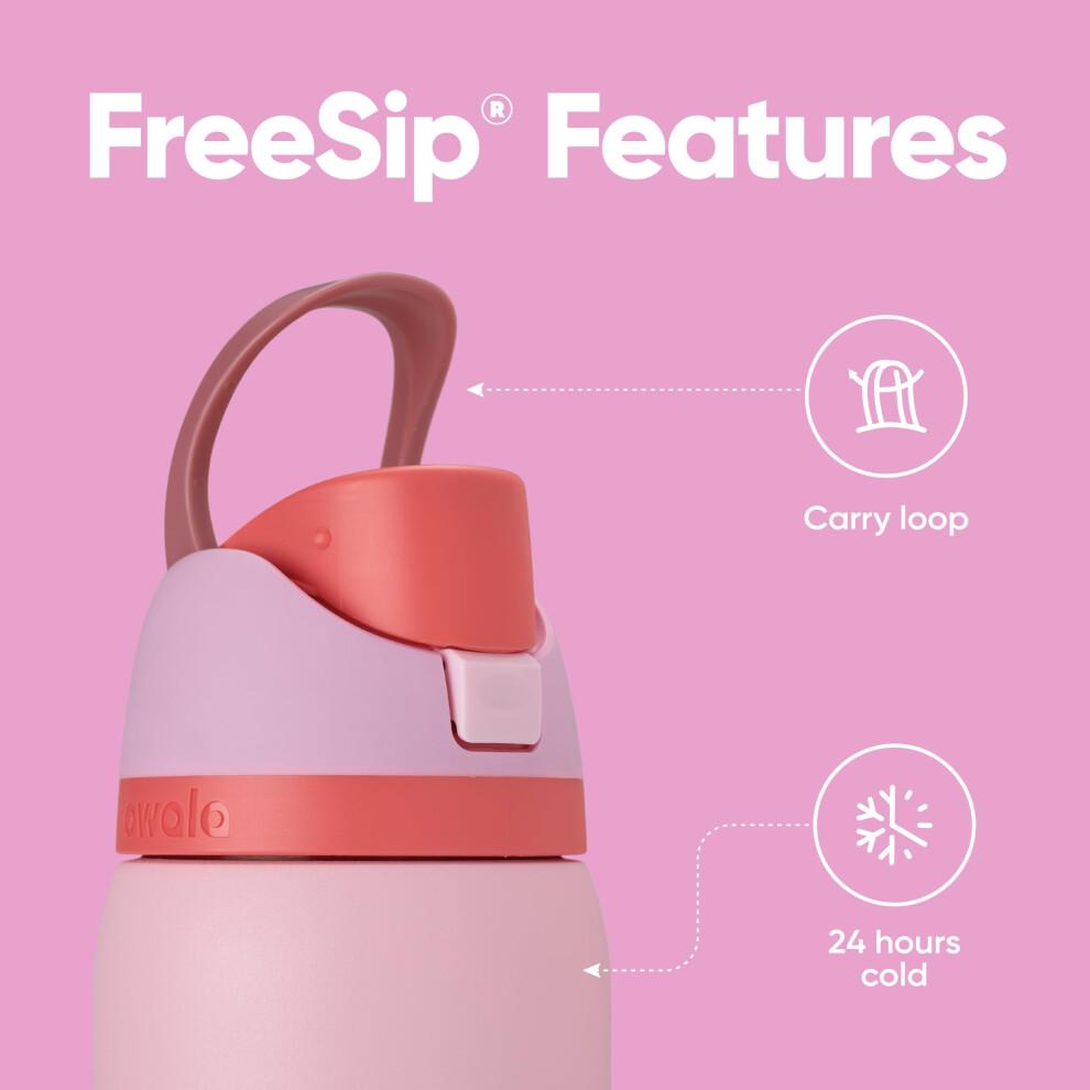 Owala FreeSip Isolierte Edelstahl-Wasserflasche mit Strohhalm für Sport und Reisen BPA-freie Sport-Wasserflasche 32 oz Rosa Angel Food Cake