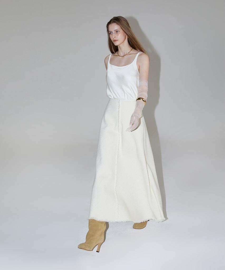 Rene J Sand Tweed Long Skirt