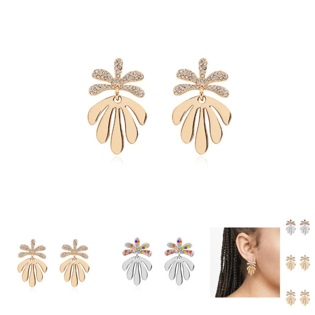 Delicate Leaf Stud Earrings Chic Alloy Design In Gold And Silver Perfect For Celebrations