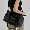Ladies Washed Spice Girl Locomotive Bag Large Capacity Trend Multi-Pocket Shoulder Bag