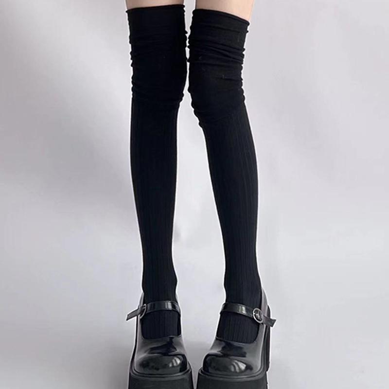 Medias de Color Sólido para Mujer Hasta el Muslo Por Encima de la Rodilla Calcetines JK Japoneses