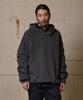 Snap Button Pigment Washed Hoodie Charcoal