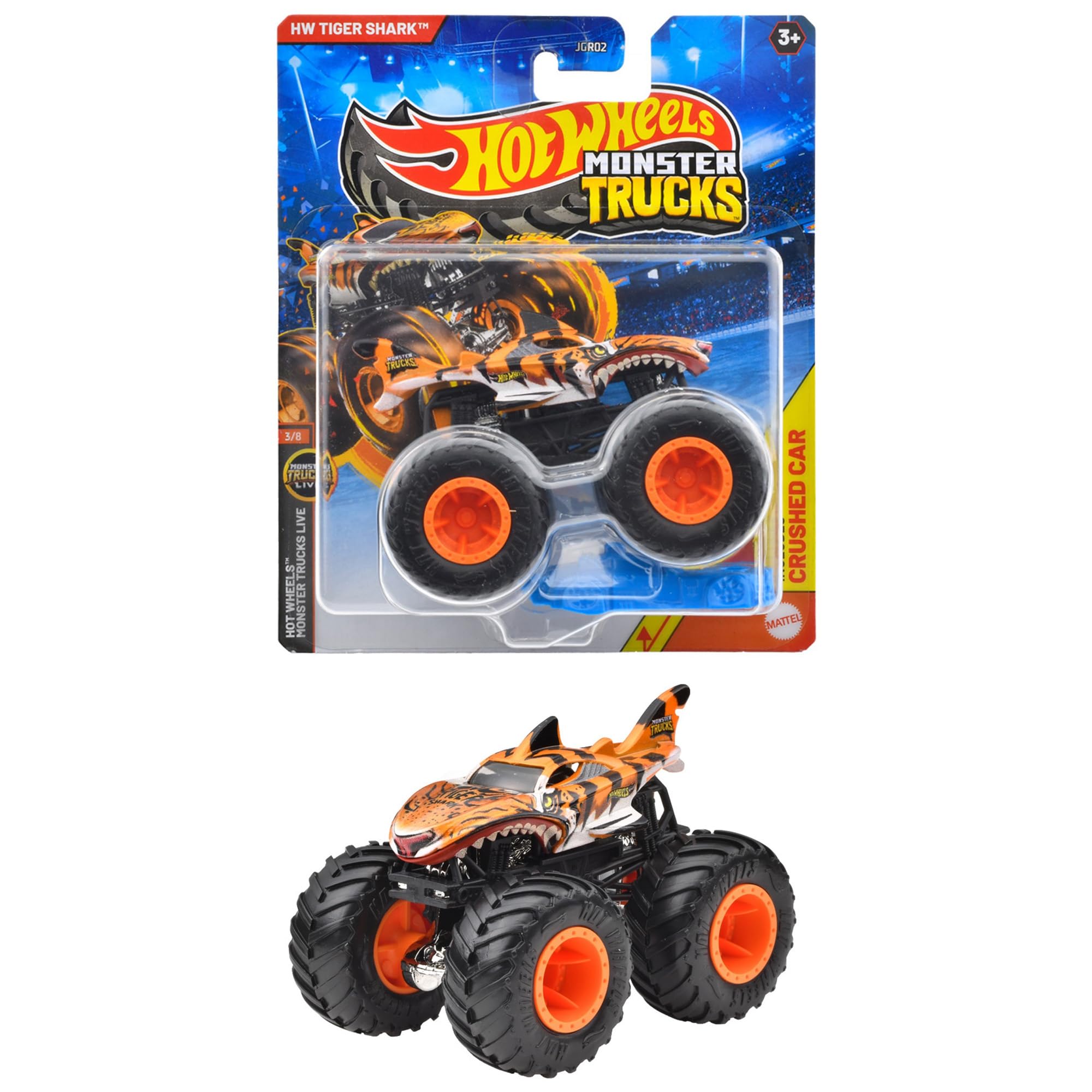 

Hot Wheels Tiger Shark Monster Truck Ages 3 and Up 164 Vehicle, Orange, JGR02,