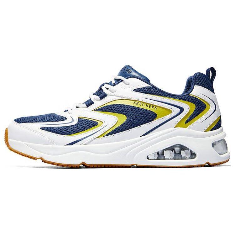 Skechers Retro Versatile Тканевые Прочные Легкие Низкие Повседневные Беговые Кроссовки Мужские Кеды Белый Синий 183081-WNV 39.5