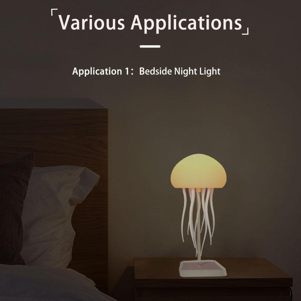 Jellyfish Lamp Voice Control Jellyfish Night Light Rechargeable Jellyfish Bedside Lamp Jellyfish Desk Lamp for Home Office Decor
