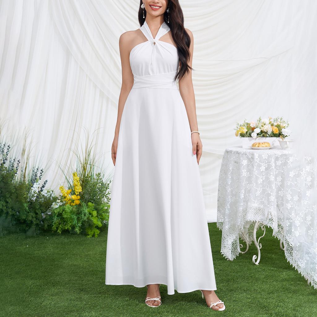Summer Vacation Style Cross-strap Dress, Sexy Temperament Socialite Personality V-neck Backless Waist Dress